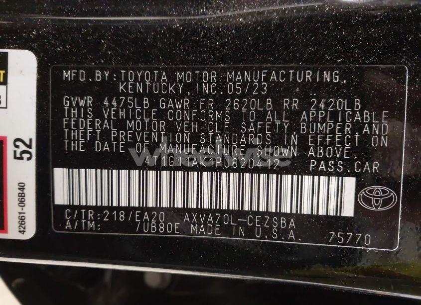 Photo 9 of 2023 Toyota Camry SE (VIN 4T1G11AK1PU820412)