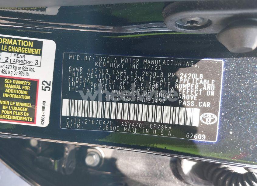 Photo 9 of 2023 Toyota Camry SE (VIN 4T1G11AK1PU833497)