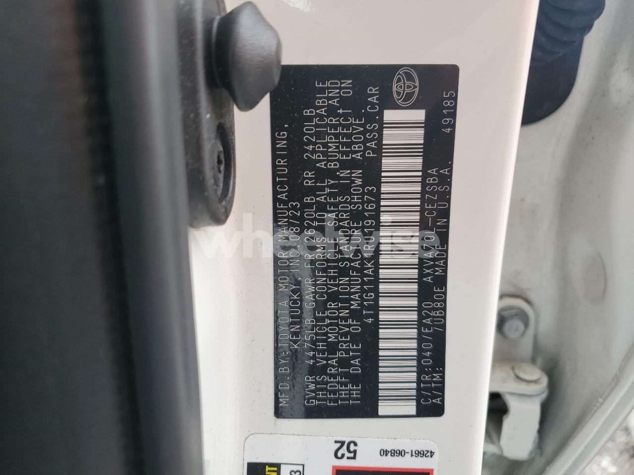 Photo 13 of 2024 TOYOTA CAMRY SE NIGHT SHADE (VIN 4T1G11AK1RU191673)