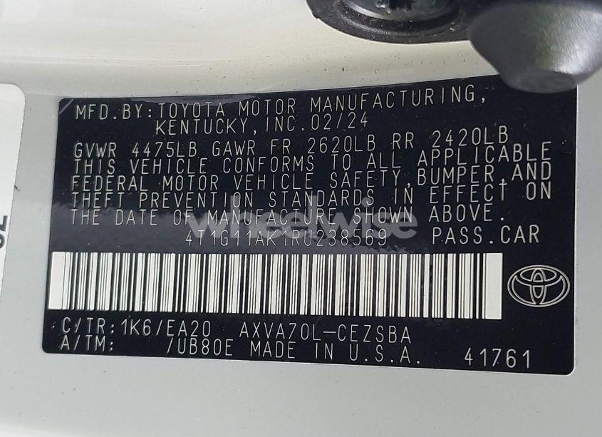 Photo 9 of 2024 Toyota Camry SE (VIN 4T1G11AK1RU238569)