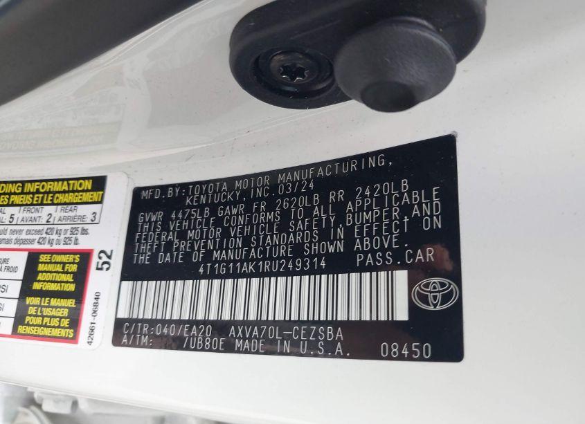 Photo 9 of 2024 Toyota Camry SE (VIN 4T1G11AK1RU249314)