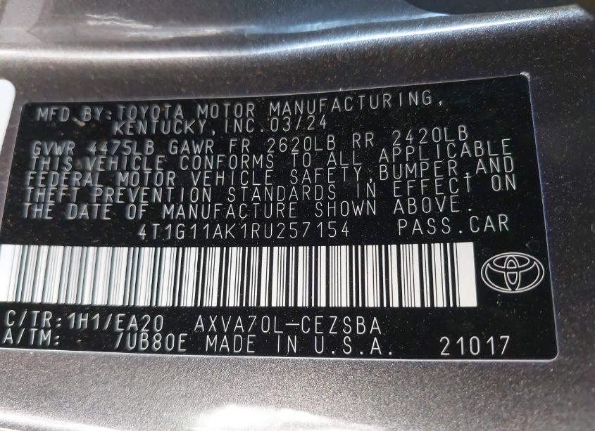 Photo 9 of 2024 Toyota Camry SE (VIN 4T1G11AK1RU257154)