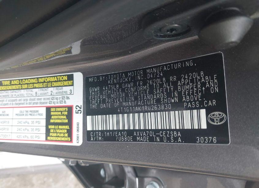 Photo 9 of 2024 Toyota Camry SE (VIN 4T1G11AK1RU263830)