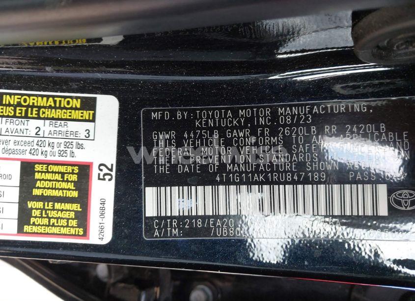 Photo 9 of 2024 Toyota Camry SE (VIN 4T1G11AK1RU847189)