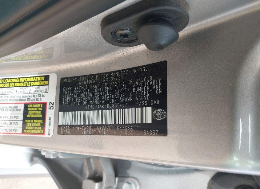 Photo 9 of 2024 Toyota Camry SE (VIN 4T1G11AK1RU855437)