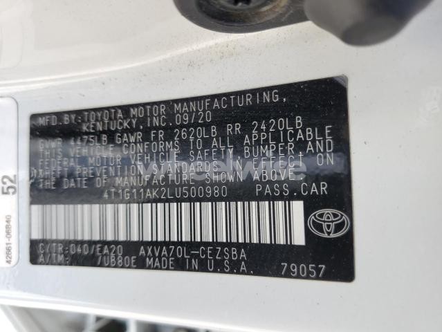 Photo 13 of 2020 TOYOTA CAMRY SE (VIN 4T1G11AK2LU500980)