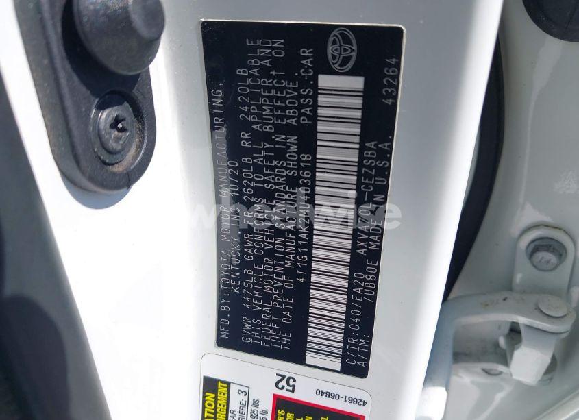 Photo 9 of 2021 Toyota Camry SE (VIN 4T1G11AK2MU403618)