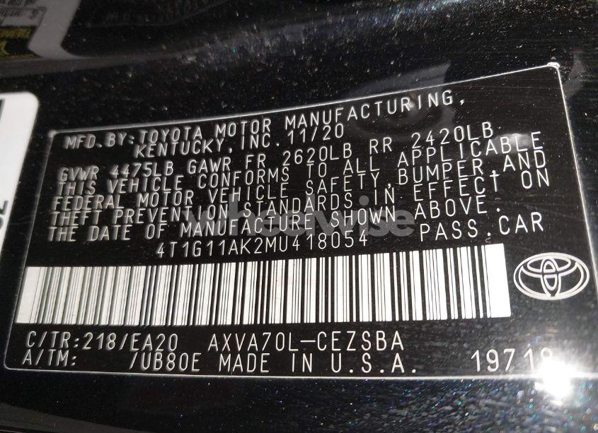 Photo 9 of 2021 Toyota Camry SE (VIN 4T1G11AK2MU418054)