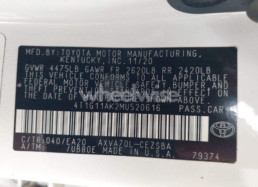 Photo 9 of 2021 Toyota Camry SE (VIN 4T1G11AK2MU520616)