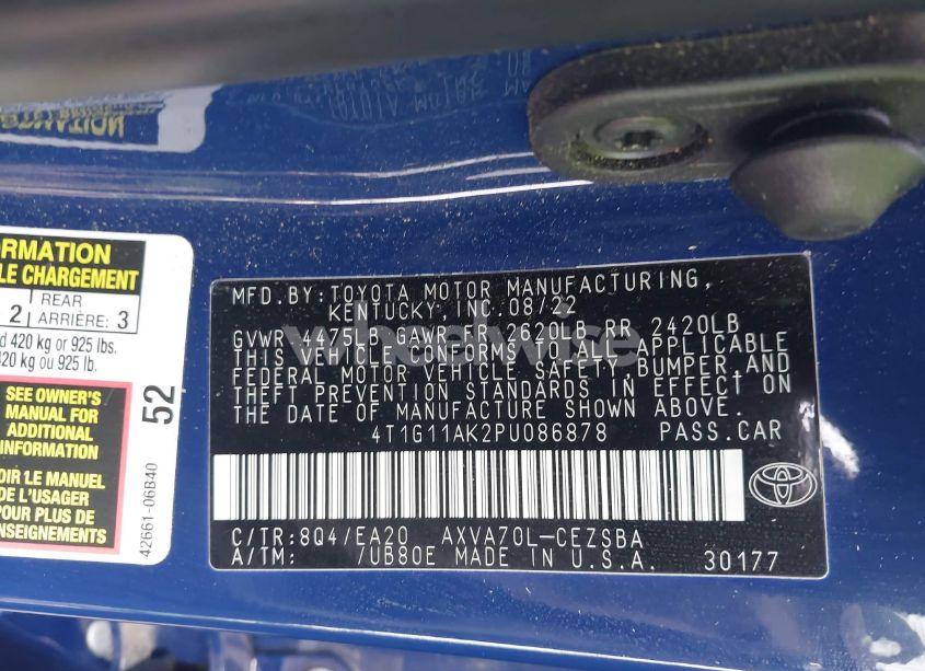 Photo 9 of 2023 Toyota Camry SE (VIN 4T1G11AK2PU086878)