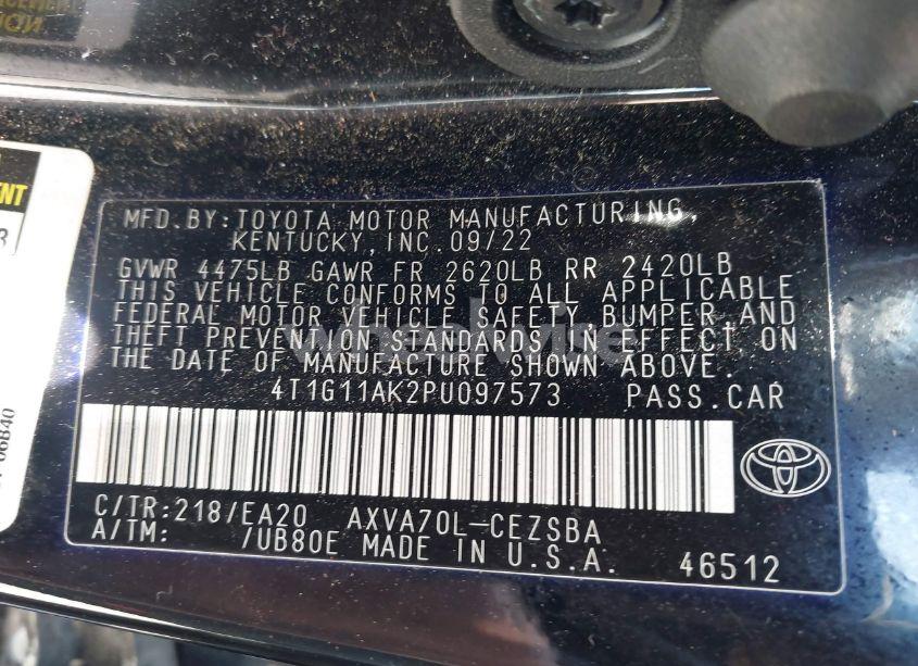 Photo 9 of 2023 Toyota Camry SE (VIN 4T1G11AK2PU097573)