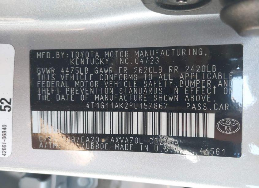 Photo 9 of 2023 Toyota Camry SE (VIN 4T1G11AK2PU157867)