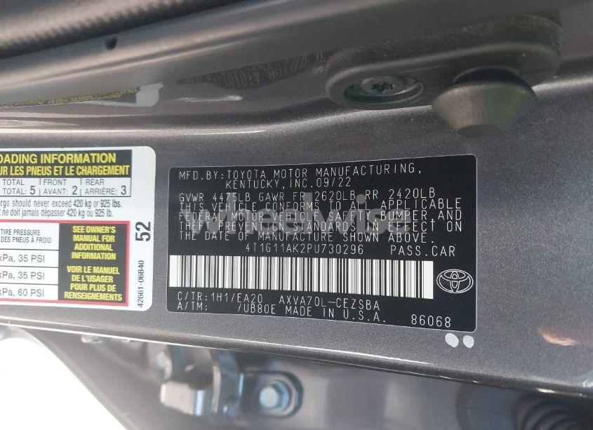 Photo 9 of 2023 Toyota Camry SE (VIN 4T1G11AK2PU730296)