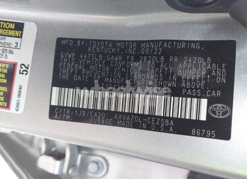 Photo 9 of 2023 Toyota Camry SE (VIN 4T1G11AK2PU730668)