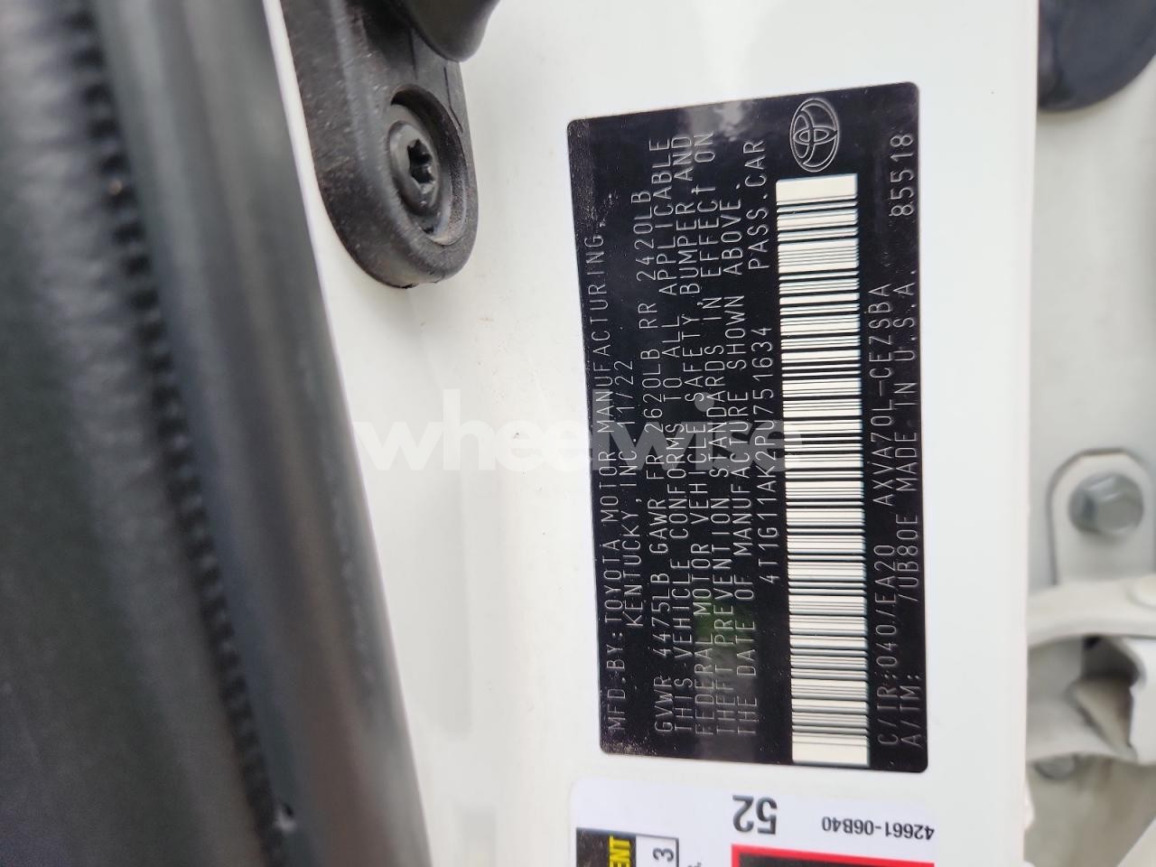 Photo 12 of 2023 TOYOTA CAMRY SE NIGHT SHADE (VIN 4T1G11AK2PU751634)