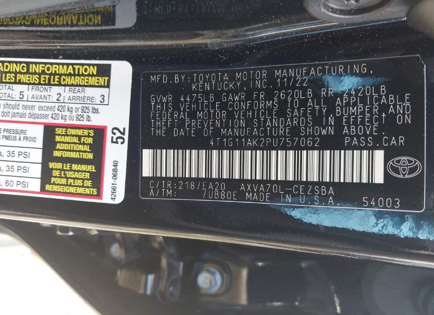 Photo 9 of 2023 Toyota Camry SE (VIN 4T1G11AK2PU757062)