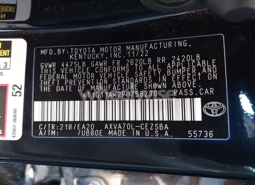 Photo 9 of 2023 Toyota Camry SE (VIN 4T1G11AK2PU758230)