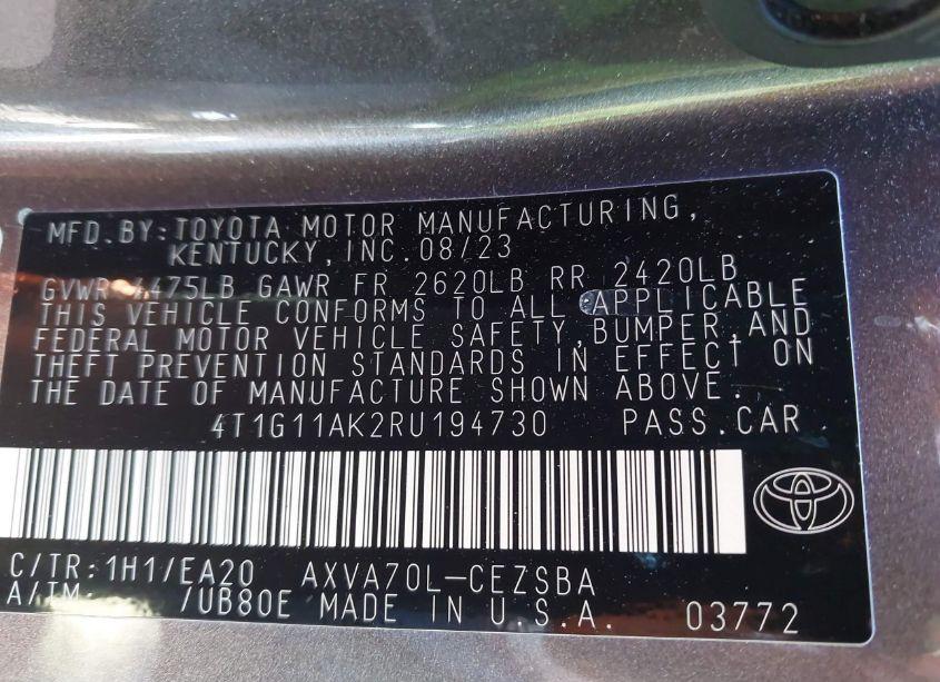 Photo 9 of 2024 Toyota Camry SE (VIN 4T1G11AK2RU194730)