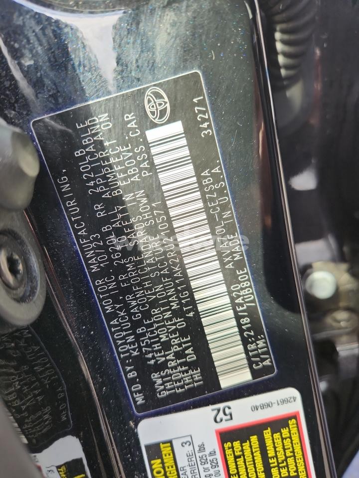 Photo 12 of 2024 TOYOTA CAMRY SE NIGHT SHADE (VIN 4T1G11AK2RU210571)