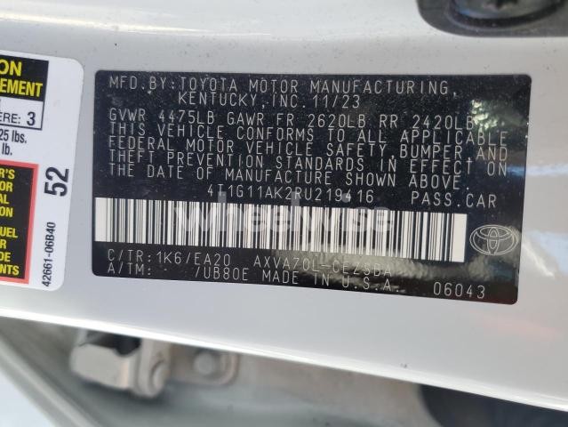 Photo 10 of 2024 TOYOTA CAMRY SE NIGHT SHADE (VIN 4T1G11AK2RU219416)