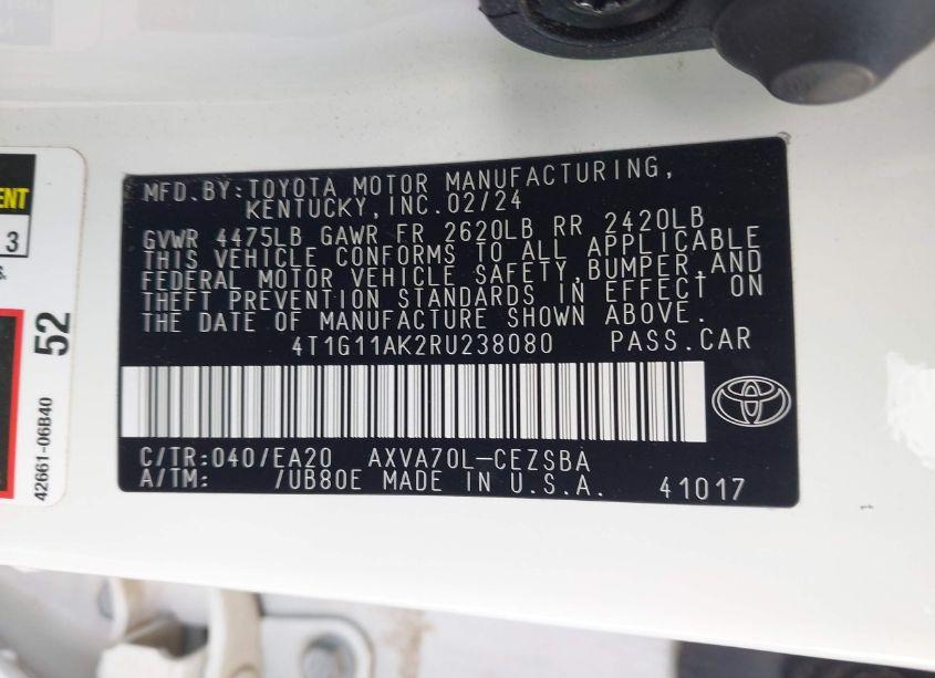 Photo 9 of 2024 Toyota Camry SE (VIN 4T1G11AK2RU238080)