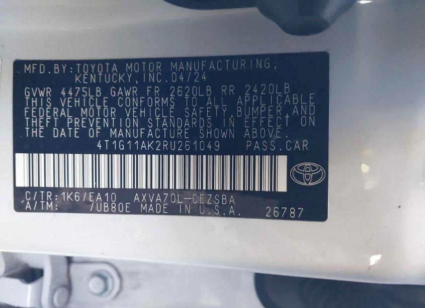 Photo 9 of 2024 Toyota Camry SE (VIN 4T1G11AK2RU261049)