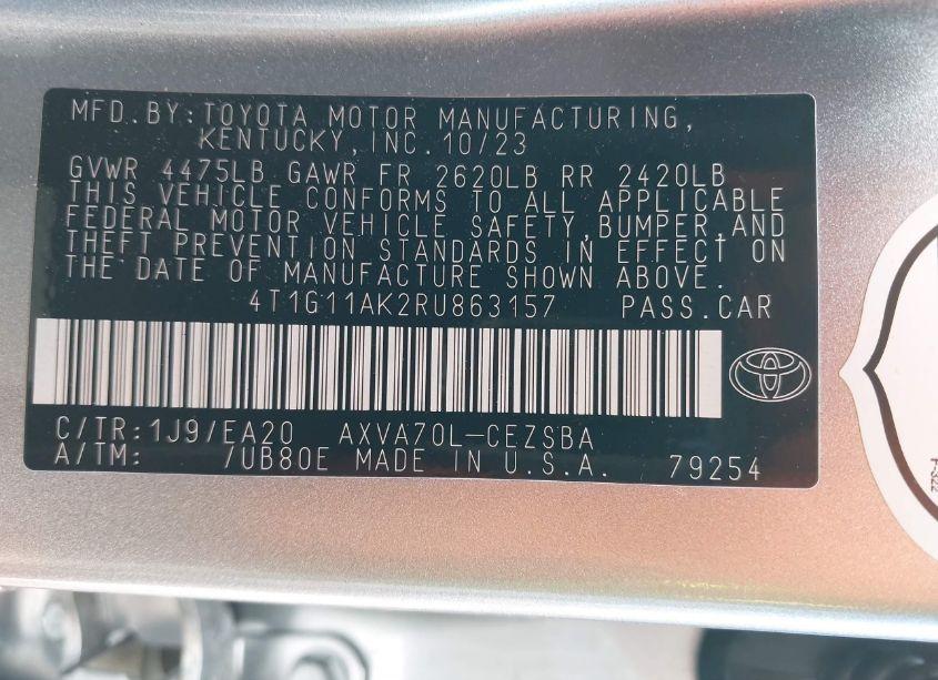 Photo 9 of 2024 Toyota Camry SE (VIN 4T1G11AK2RU863157)