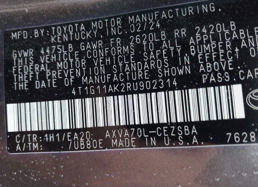 Photo 9 of 2024 Toyota Camry SE (VIN 4T1G11AK2RU902314)