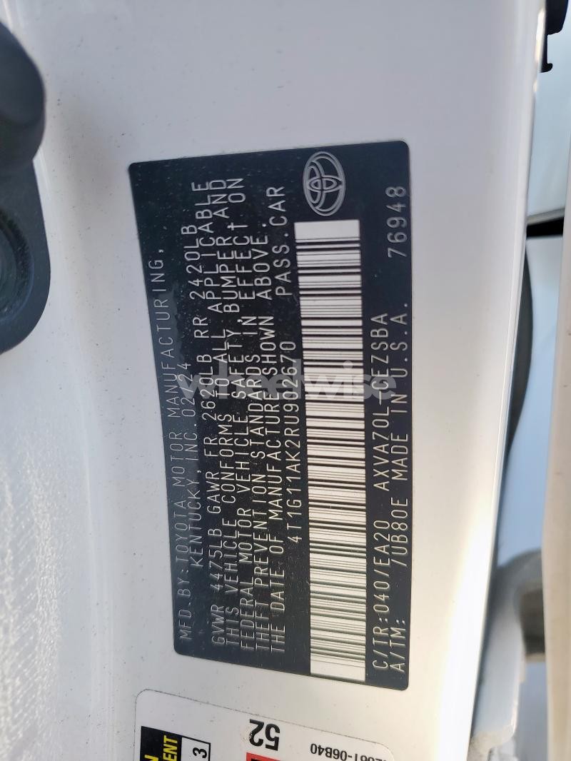 Photo 11 of 2024 TOYOTA CAMRY SE NIGHT SHADE (VIN 4T1G11AK2RU902670)