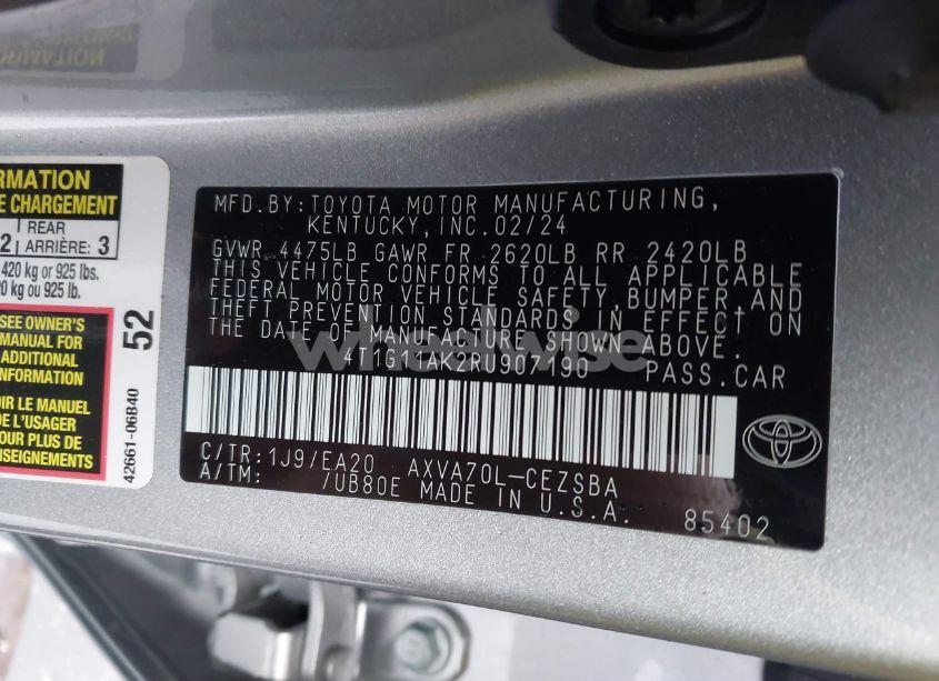 Photo 9 of 2024 Toyota Camry SE (VIN 4T1G11AK2RU907190)