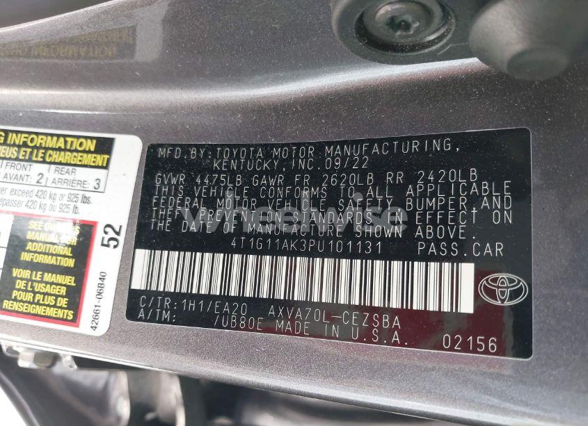 Photo 9 of 2023 Toyota Camry SE (VIN 4T1G11AK3PU101131)
