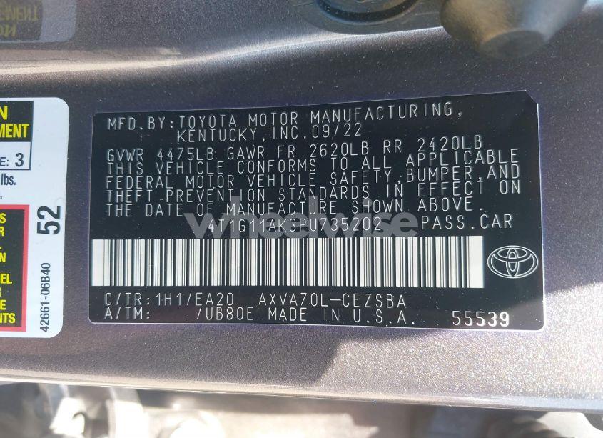 Photo 9 of 2023 Toyota Camry SE (VIN 4T1G11AK3PU735202)
