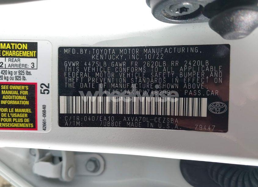 Photo 9 of 2023 Toyota Camry SE (VIN 4T1G11AK3PU748208)