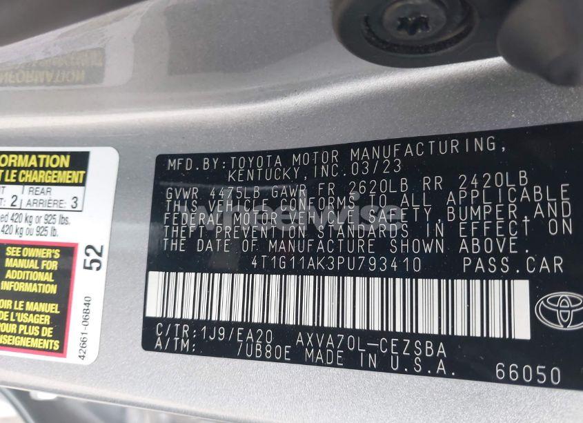 Photo 9 of 2023 Toyota Camry SE (VIN 4T1G11AK3PU793410)