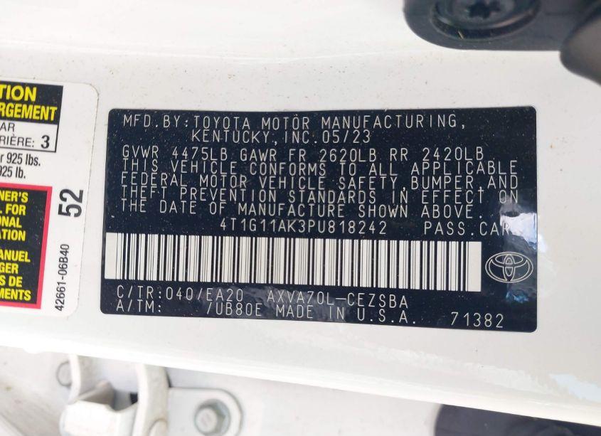 Photo 9 of 2023 Toyota Camry SE (VIN 4T1G11AK3PU818242)