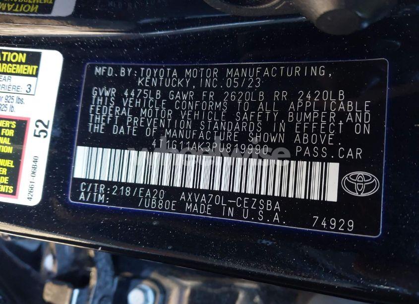 Photo 9 of 2023 Toyota Camry SE (VIN 4T1G11AK3PU819990)