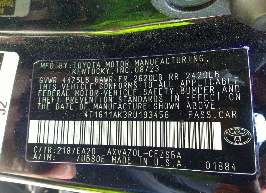 Photo 9 of 2024 Toyota Camry SE (VIN 4T1G11AK3RU193456)