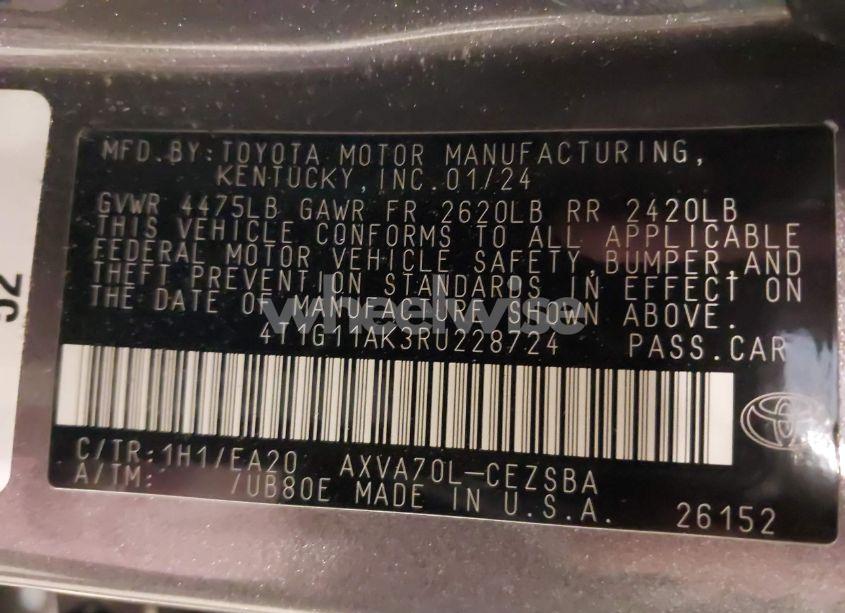 Photo 9 of 2024 Toyota Camry SE (VIN 4T1G11AK3RU228724)