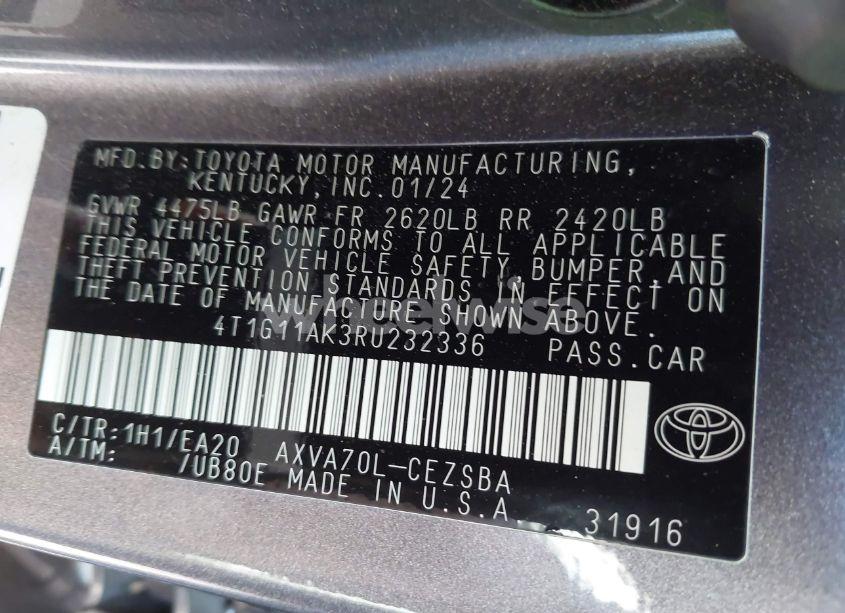 Photo 9 of 2024 Toyota Camry SE (VIN 4T1G11AK3RU232336)
