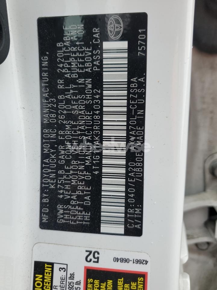 Photo 12 of 2024 TOYOTA CAMRY SE NIGHT SHADE (VIN 4T1G11AK3RU840342)