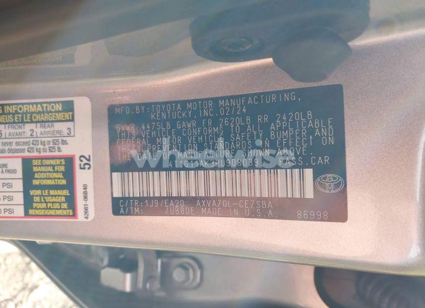 Photo 9 of 2024 Toyota Camry SE (VIN 4T1G11AK3RU908039)