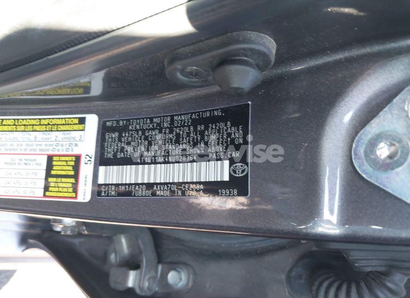 Photo 9 of 2022 Toyota Camry SE (VIN 4T1G11AK4NU028364)