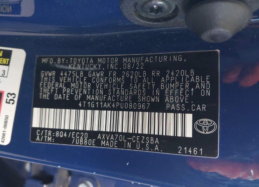 Photo 9 of 2023 Toyota Camry SE NIGHTSHADE EDITION (VIN 4T1G11AK4PU080967)