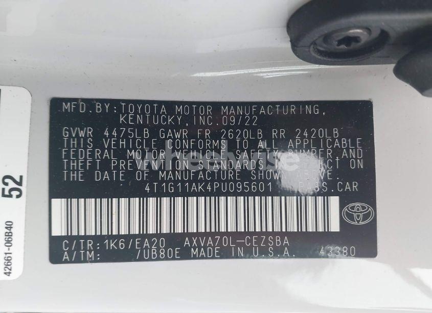 Photo 9 of 2023 Toyota Camry SE (VIN 4T1G11AK4PU095601)