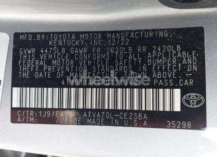 Photo 9 of 2023 Toyota Camry SE (VIN 4T1G11AK4PU121548)