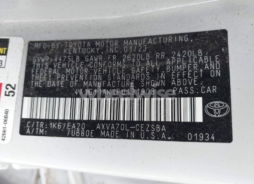 Photo 9 of 2023 Toyota Camry SE (VIN 4T1G11AK4PU131903)