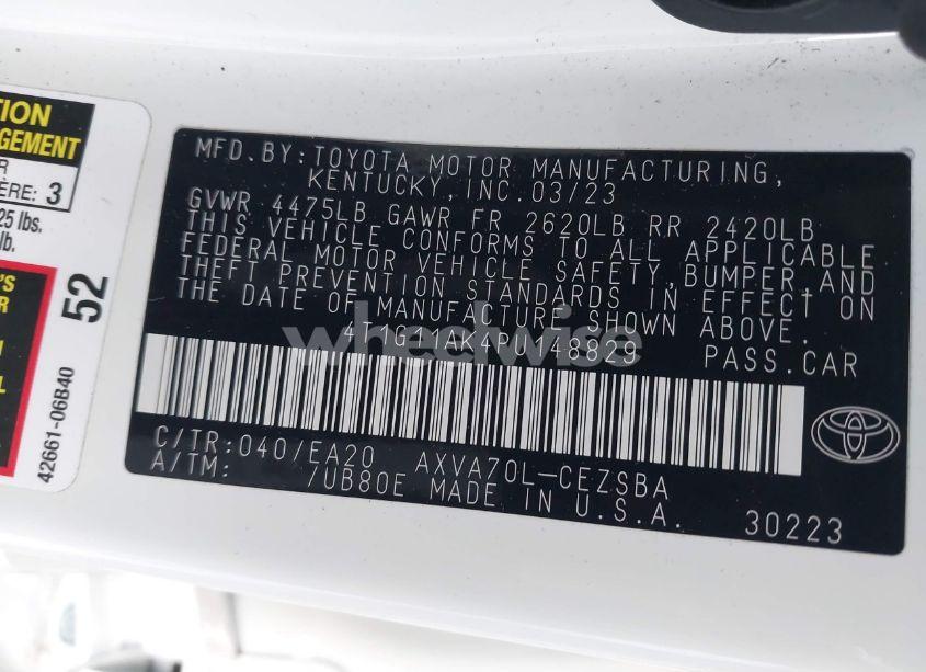 Photo 9 of 2023 Toyota Camry SE (VIN 4T1G11AK4PU148829)