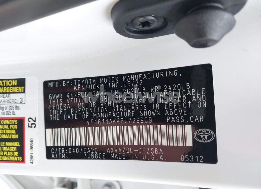 Photo 9 of 2023 Toyota Camry SE (VIN 4T1G11AK4PU729909)