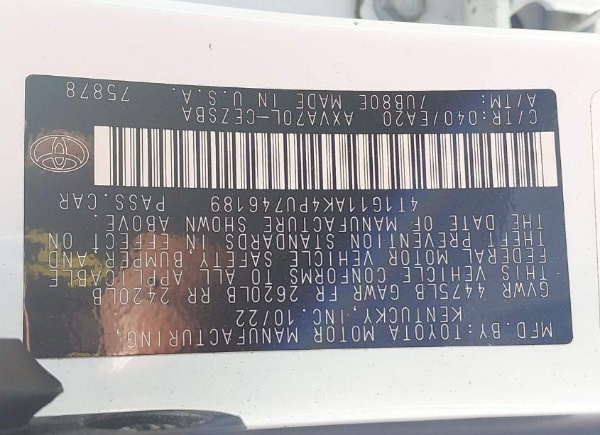 Photo 9 of 2023 Toyota Camry SE (VIN 4T1G11AK4PU746189)