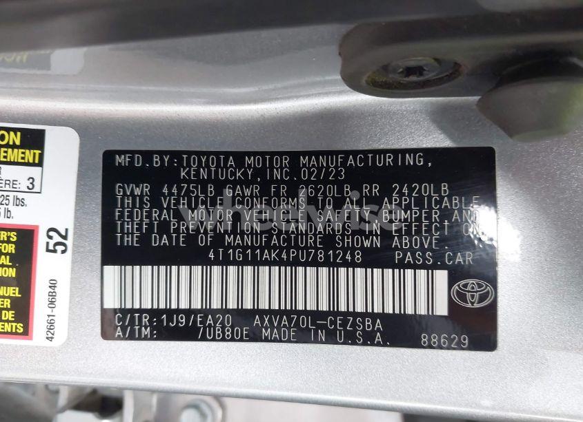 Photo 9 of 2023 Toyota Camry SE (VIN 4T1G11AK4PU781248)